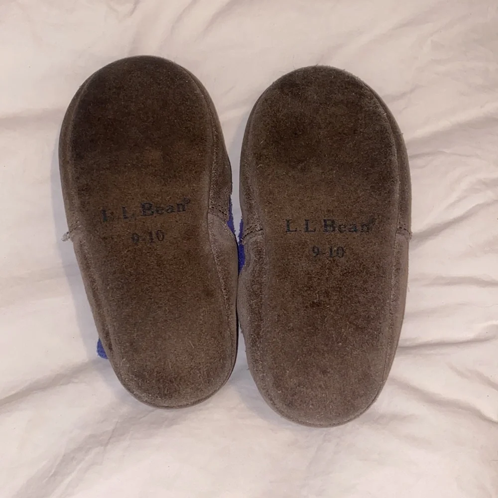 L. L. Bean purple fleece and leather slippers size 9-10